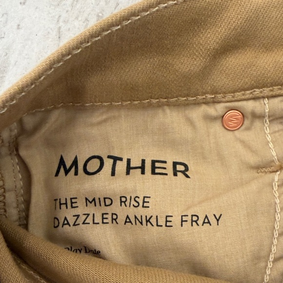 MOTHER Tan High-Waist Denim with Branded Button - Picture 4 of 6